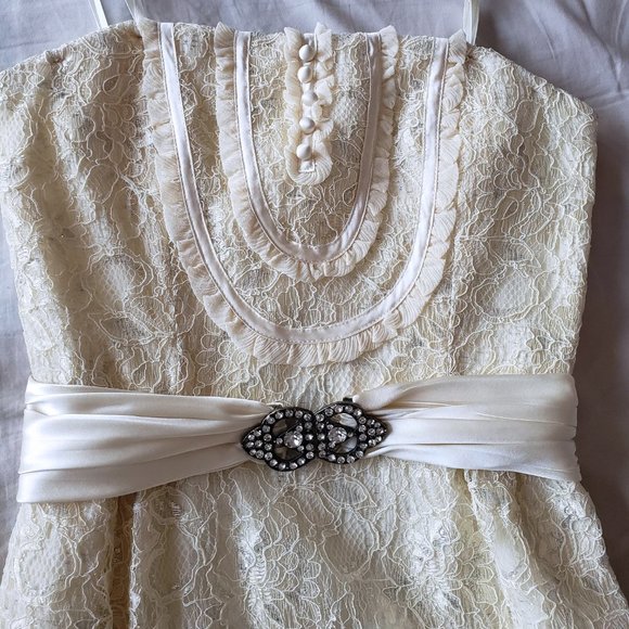 NWT BCBGMaxAzria Champagne Strapless Lace Dress (Cream, Size 2) - Picture 4 of 9